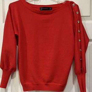 New York & Company Asymmetrical Button Sweater Size: XSmall